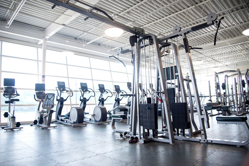 Equipment in Fitness Center on campus