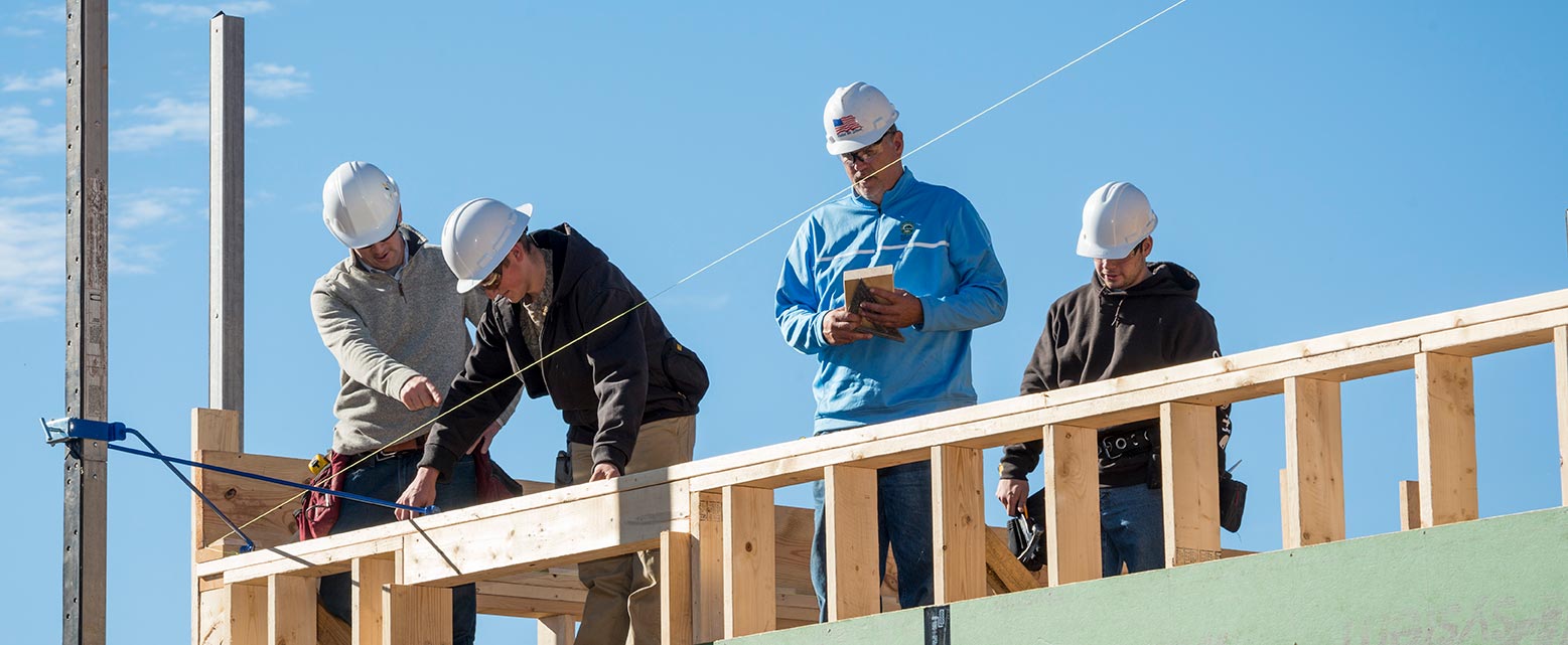 Residential Construction students on a field project