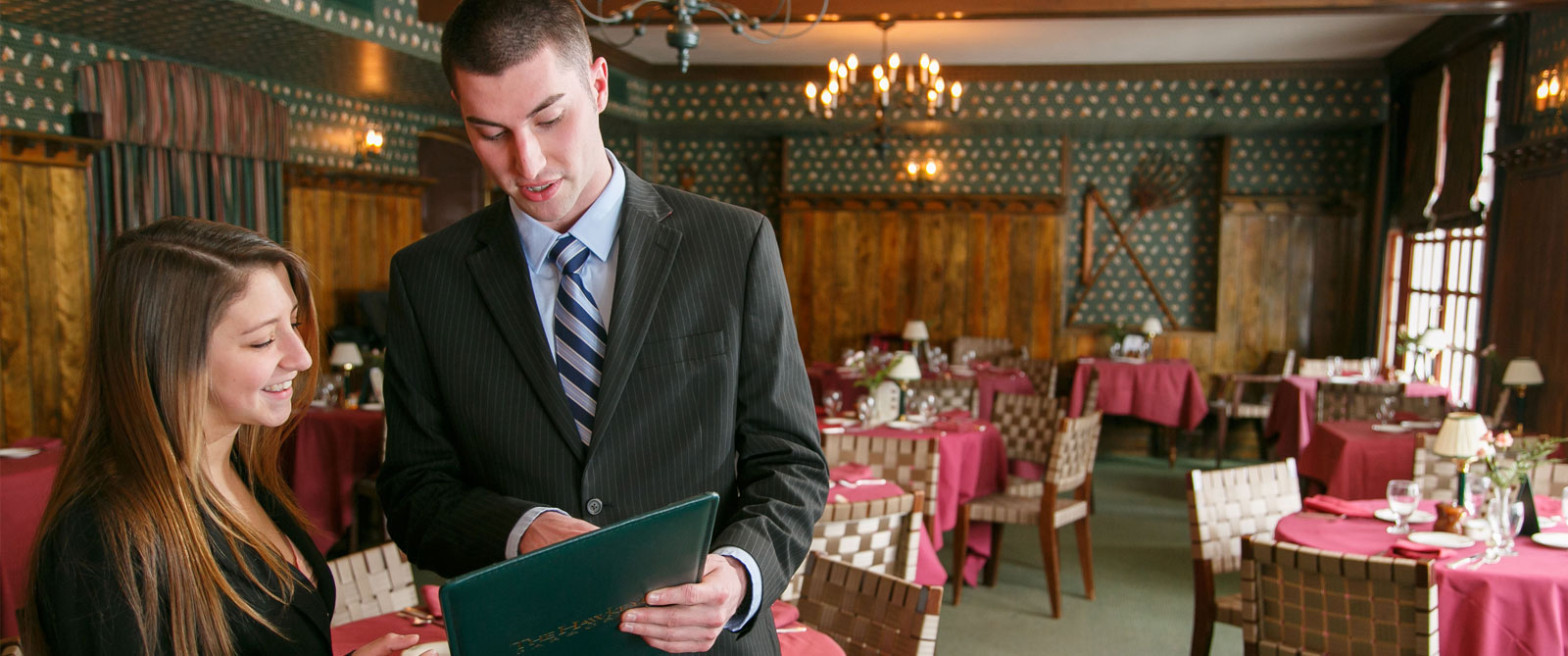 Students reviewing menu