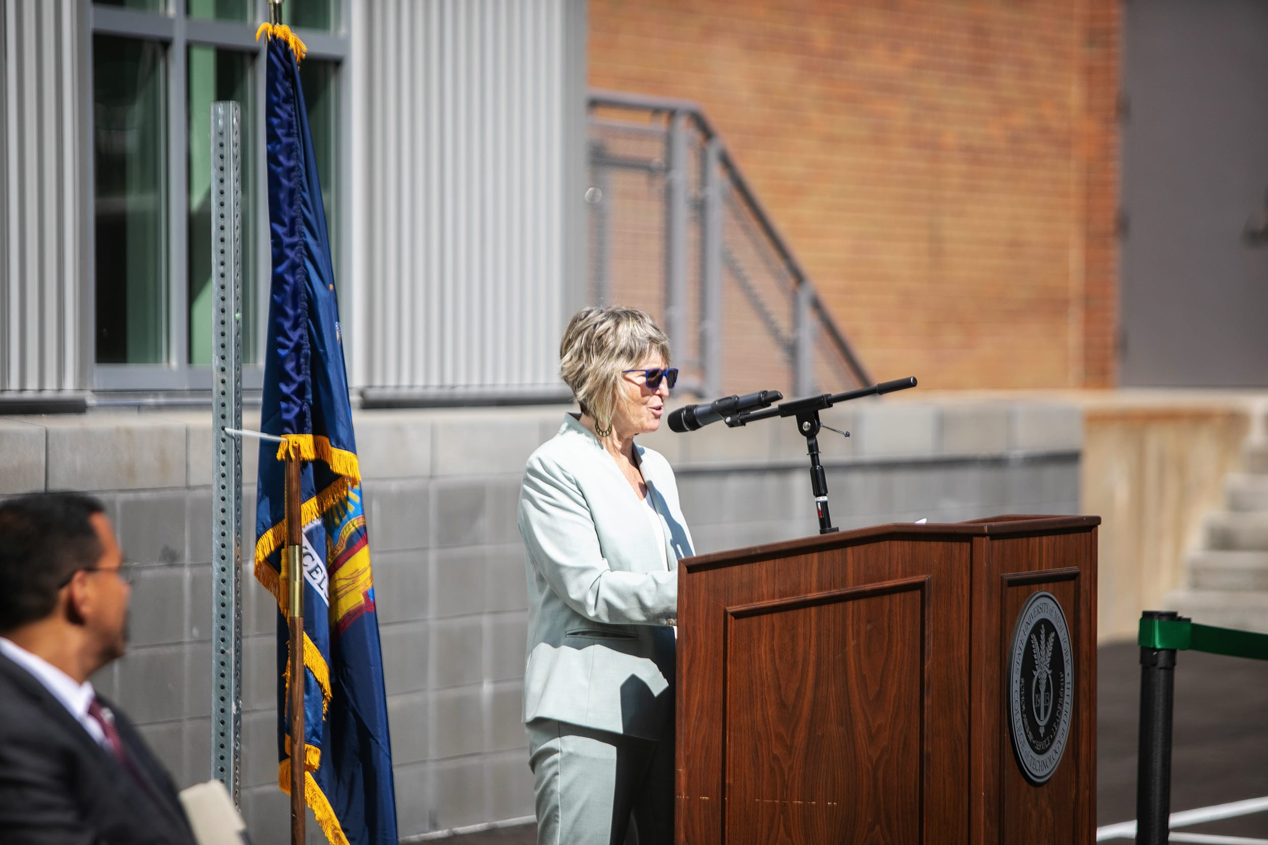 Mary Bonderoff giving speach.