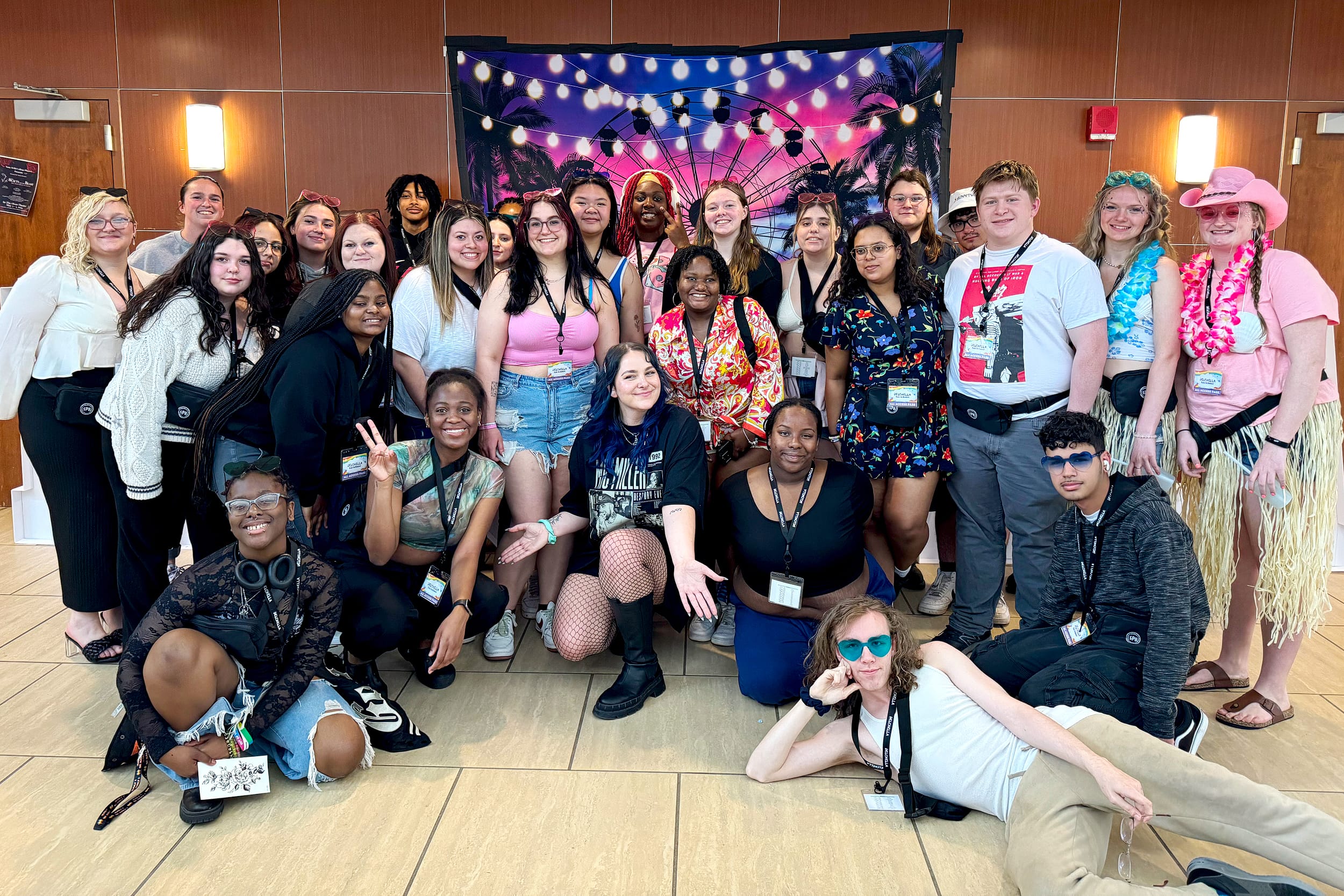 Large group of students 