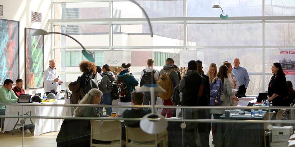 Group of employers and students in Farrell Center