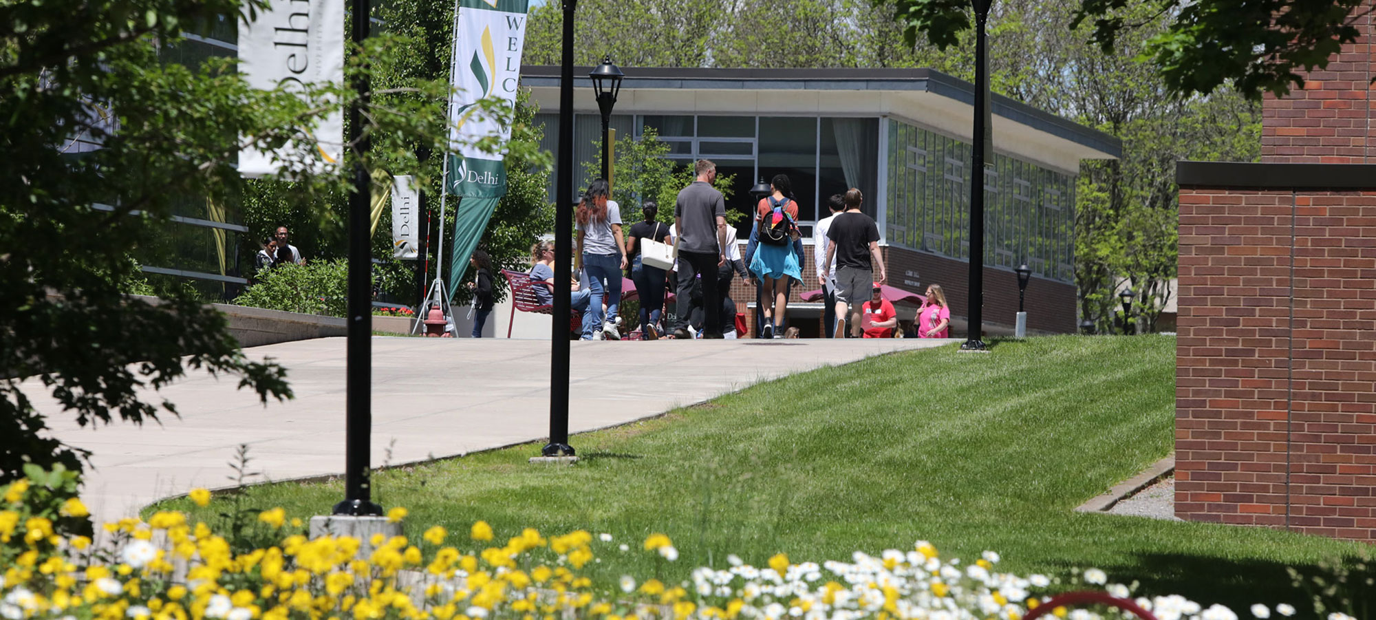 Students walking on campus