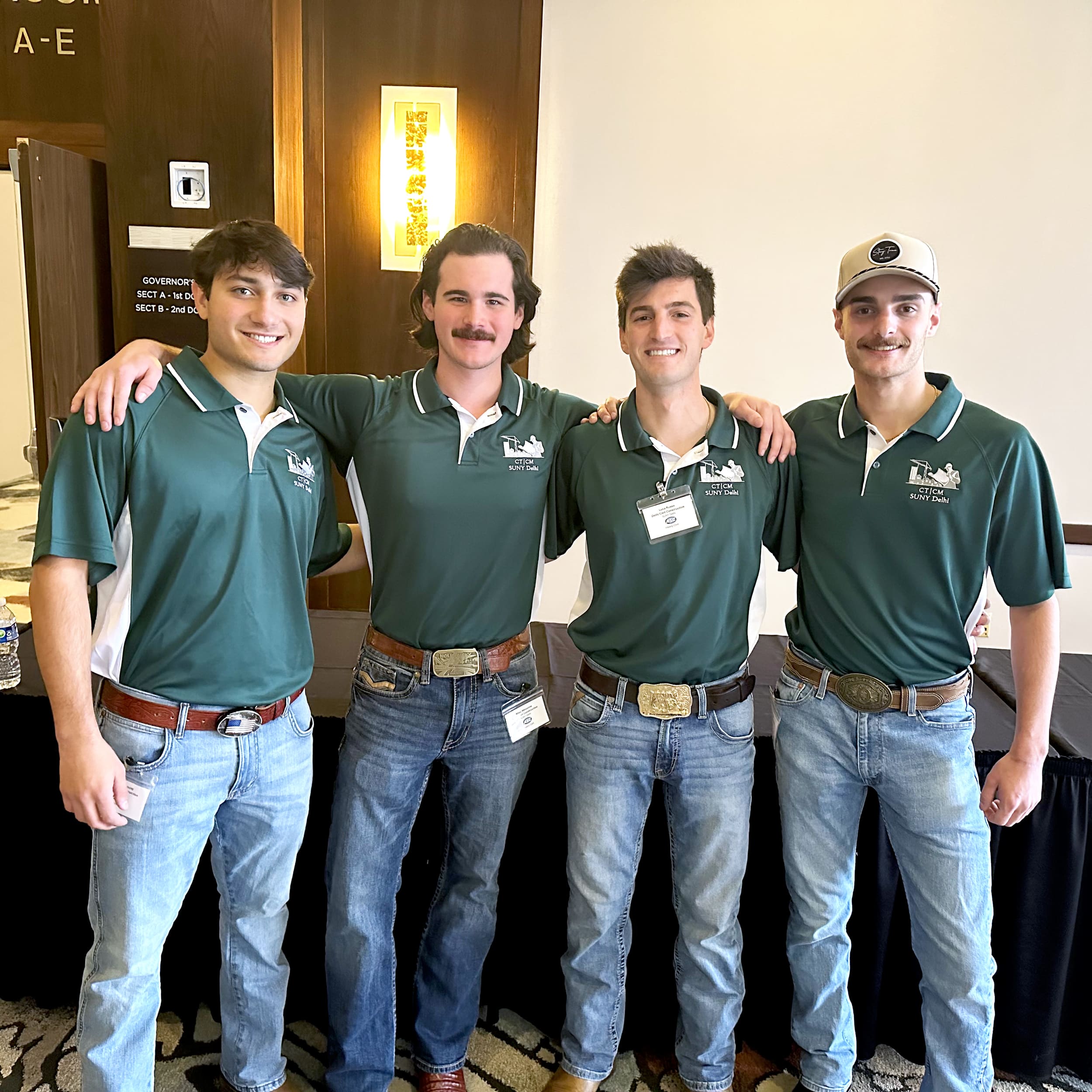 Left to right: Frank Caminitti, Riley Welsome, Luca Russo, and Daniel Carlos represented SUNY Delhi and took second place in the ASC Heavy Civil Competition in Albany.