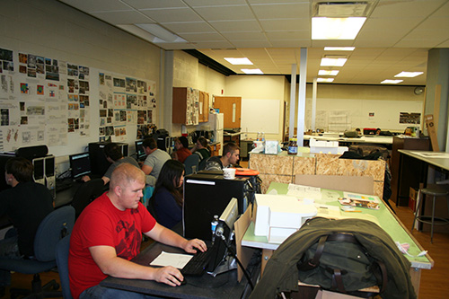 Students working in a classroom