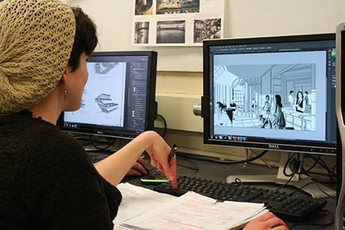 Student working on a computer