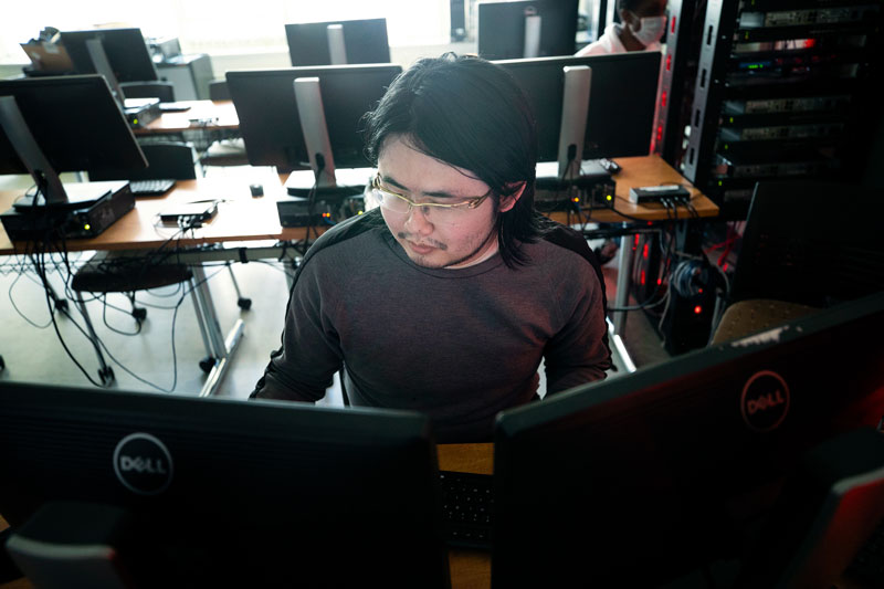 Student working at computer