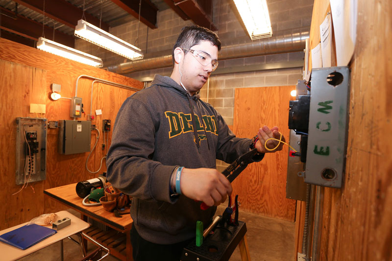 IBEW student working in electrical lab