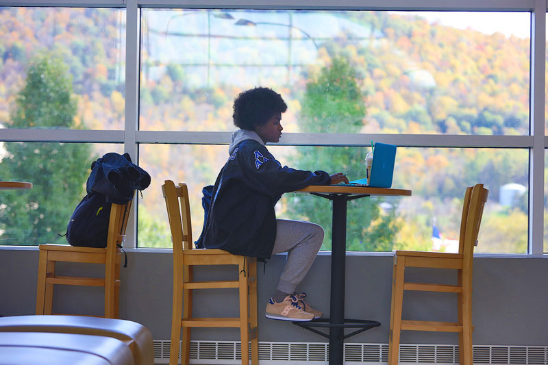 Student working on computer