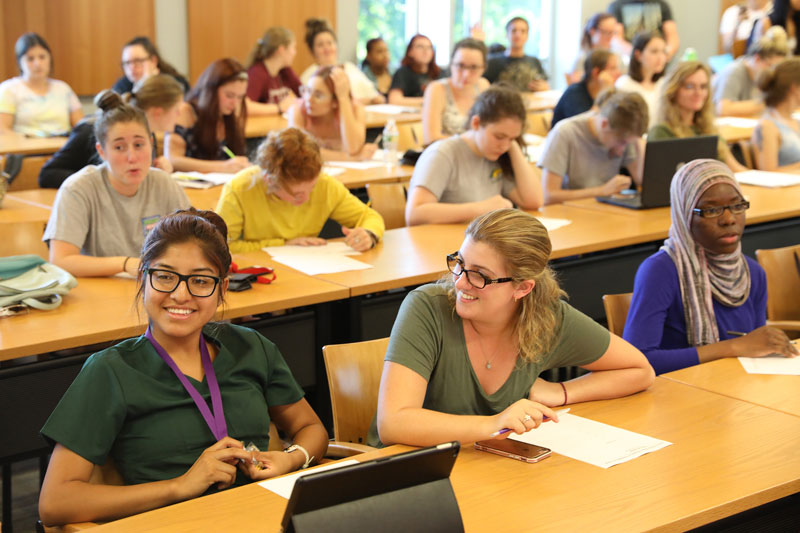 Students at desks in classroom