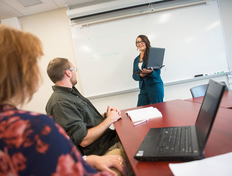 Business students in classroom