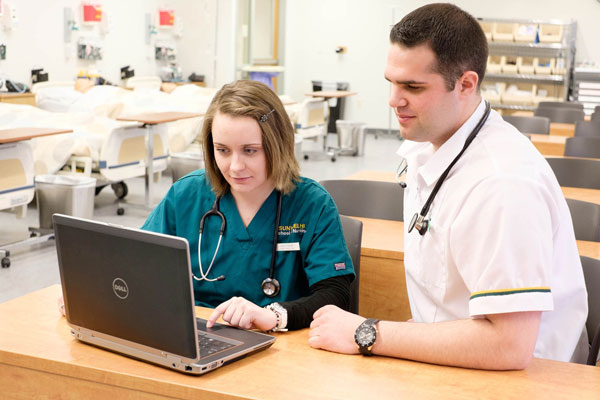 Nursing students in lab