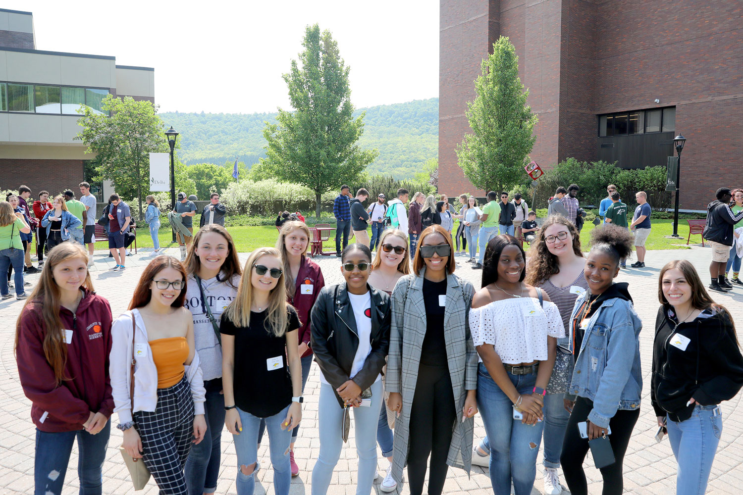 Students smiling on campus