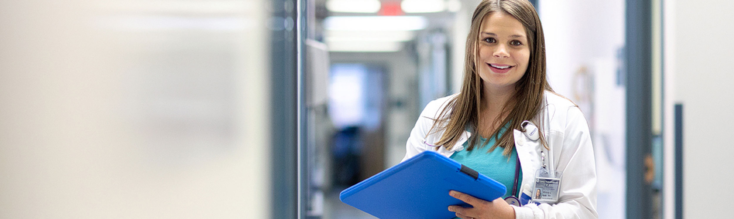 Nursing student in hallway